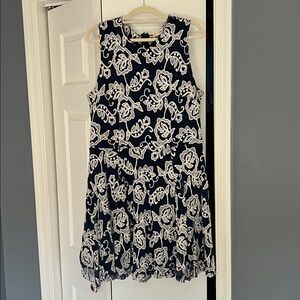Maison Jules Navy and White Floral Dress